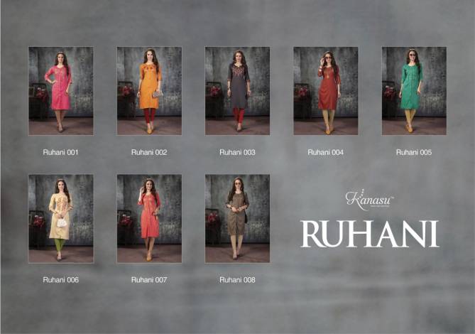 Kanasu Ruhani Straight Latest Designers Festive Wear Embroidery Work Rayon lining  Kurtis Collection